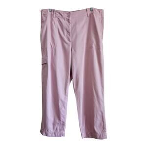 TALBOTS Women's 16 16W Cargo Pants Dusty Pink Cropped Cotton Linen Tencel 36
